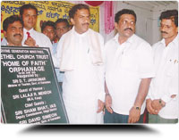 Home of Faith - Orphanage inaugurated by Sri D. T. Jayakumar(Ex. Minister of Tourism, Govt. of Karnataka), Sri Lalaji R. Mendon(Ex. MLA, Kaup), Sri Sham Bhat(IAS), Sri David Simeon(Ex. Deputy Speaker in Govt. of Karnataka), Raviverma Shetty, Pastor Sunil D'souza are also present in the photo.